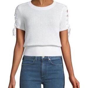 Rag & Bone Iona Lace Up Crewneck Short Sleeve Sweater